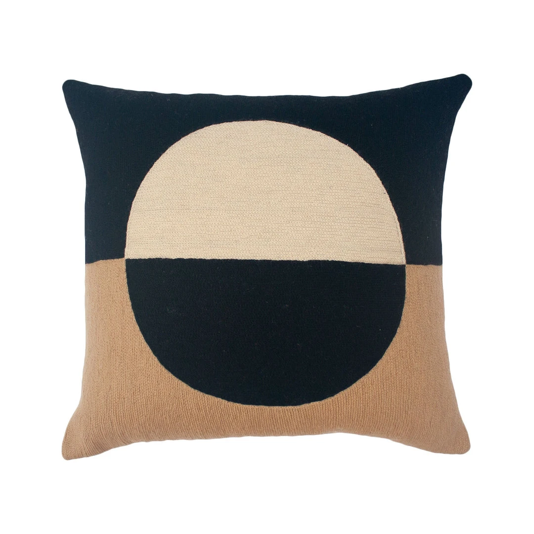 Leah Singh Marianne Circle Wool Throw Pillow Cover - Black Home Goods Leah Singh Marianne Circle Wool Throw Pillow Cover - Black Home Goods