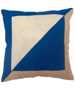 Leah Singh Home Goods Marianne Square Wool Throw Pillow Cover - Blue