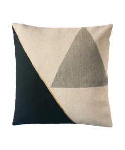 Leah Singh Midnight Cliff Wool Throw Pillow Cover - Black + Creme
