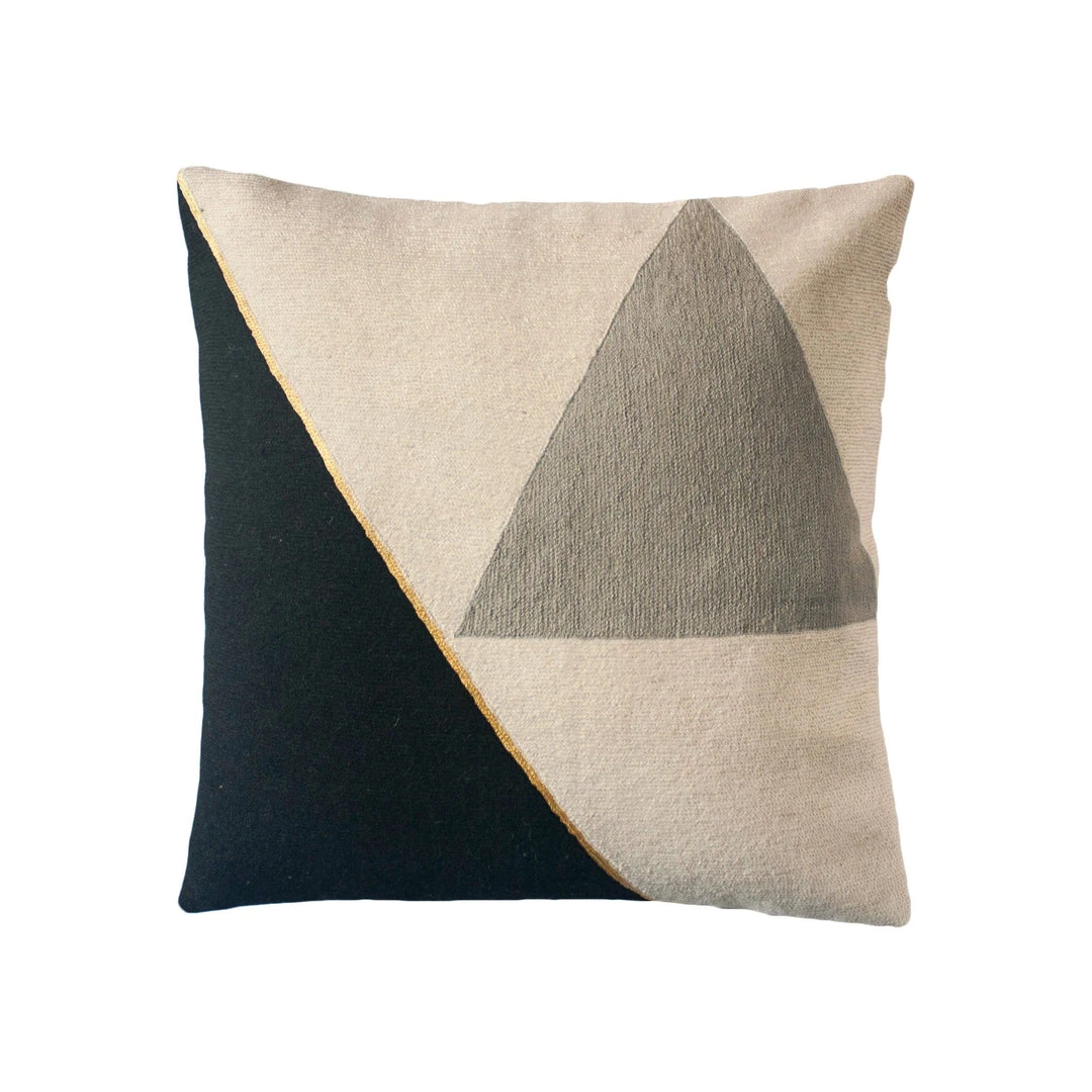Leah Singh Midnight Cliff Wool Throw Pillow Cover - Black + Creme Leah Singh Midnight Cliff Wool Throw Pillow Cover - Black + Creme