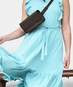 Purse & Clutch Leather Belt Bag - Charcoal