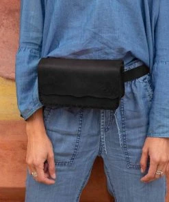 Purse & Clutch Leather Belt Bag - Charcoal