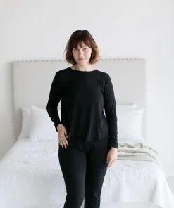 Leena & Lu Pima Long Sleeve Shirt - Black Best Sellers