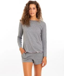 Leena & Lu Pima Long Sleeve Shirt - Gray BIPOC Owned