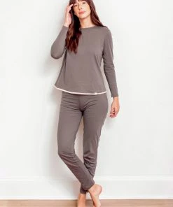Leena & Lu Best Sellers Pima Long Sleeve And Pants Pajama Set