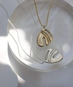 L.Greenwalt Jewelry Abstract Monstera Pendant Necklace