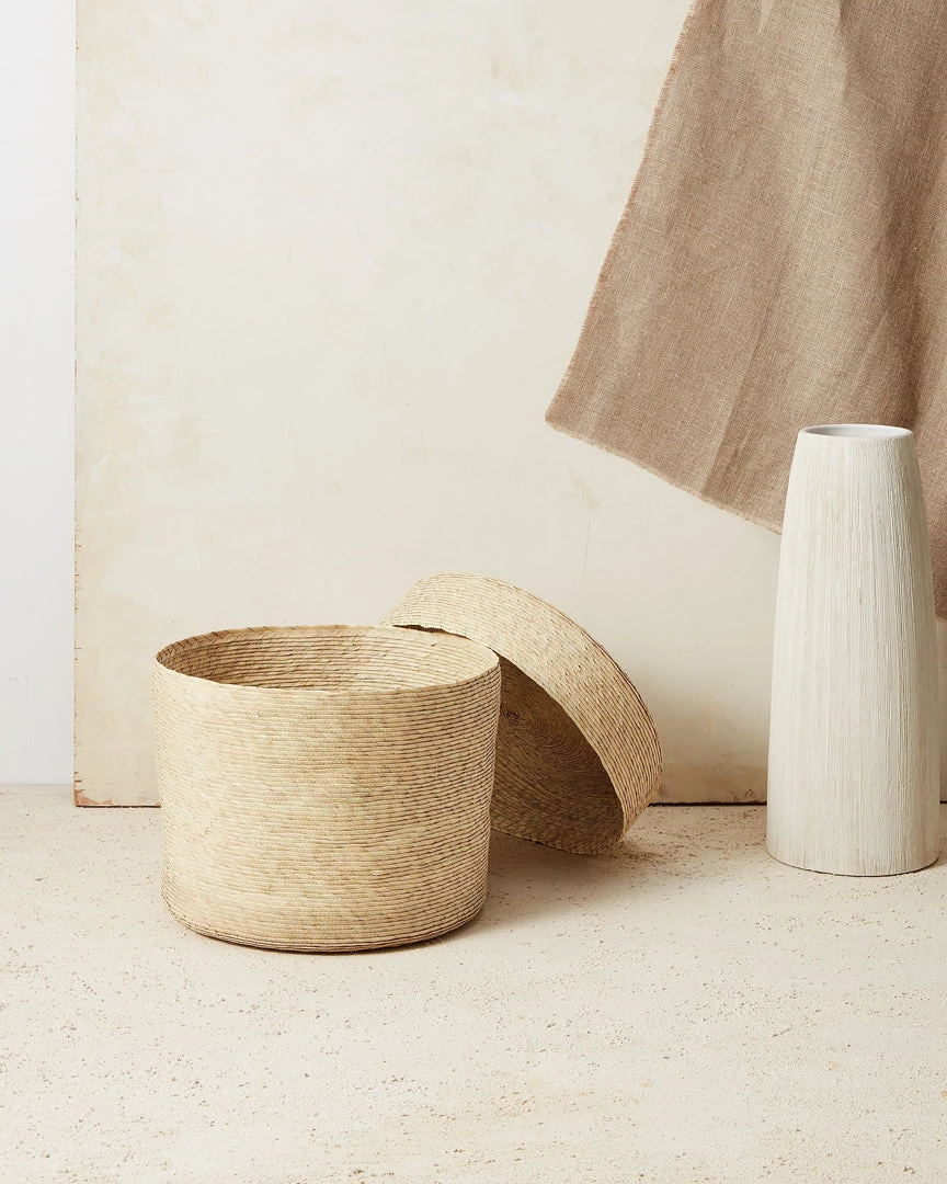 Minna Lidded Palm Basket Minna Lidded Palm Basket
