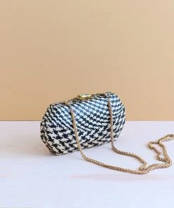 LIKHÂ Accessories Black Houndstooth Clutch