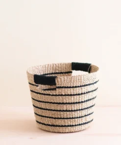 LIKHĂ‚ Black + Natural Striped Tapered Basket