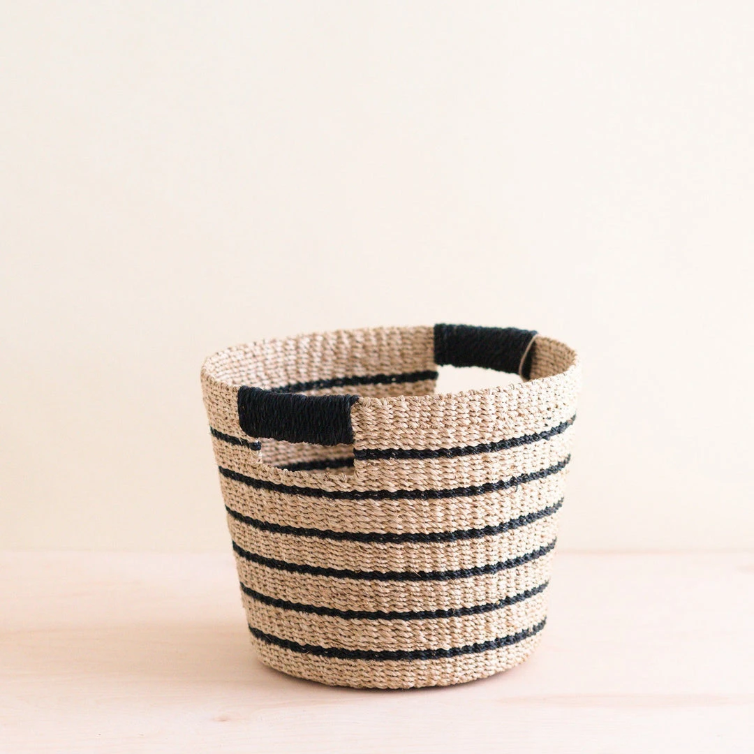 LIKHÂ Black + Natural Striped Tapered Basket LIKHÂ Black + Natural Striped Tapered Basket