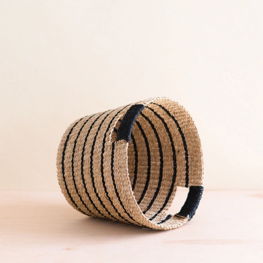 LIKHÂ Black + Natural Striped Tapered Basket LIKHÂ Black + Natural Striped Tapered Basket