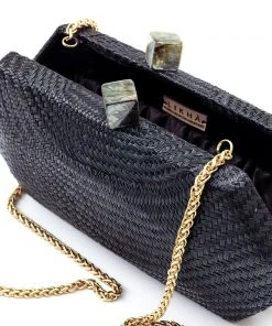 LIKHÂ Black Woven Clutch Special Occasion 8 LIKHÂ Black Woven Clutch Special Occasion