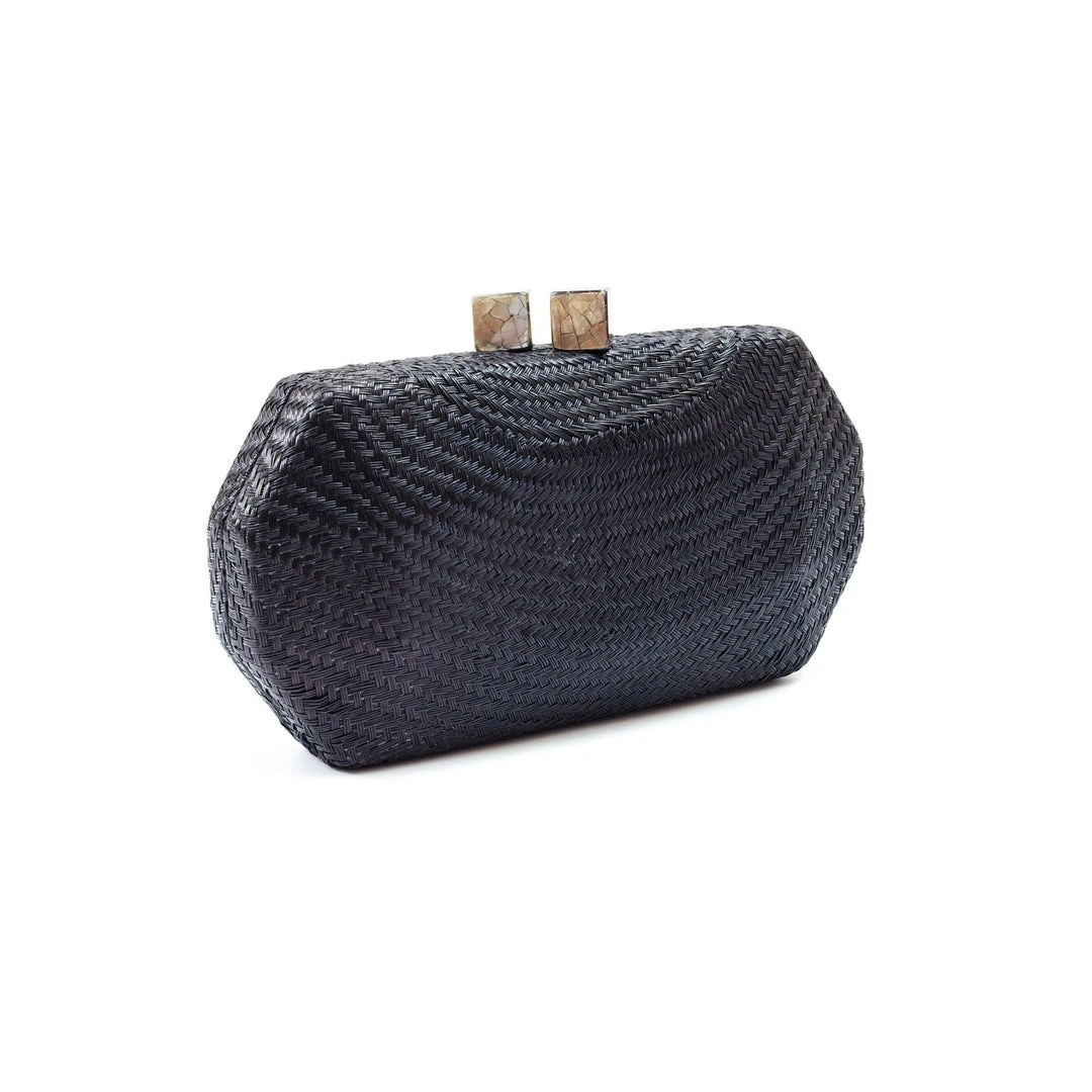 LIKHÂ Black Woven Clutch Special Occasion 6 LIKHÂ Black Woven Clutch Special Occasion