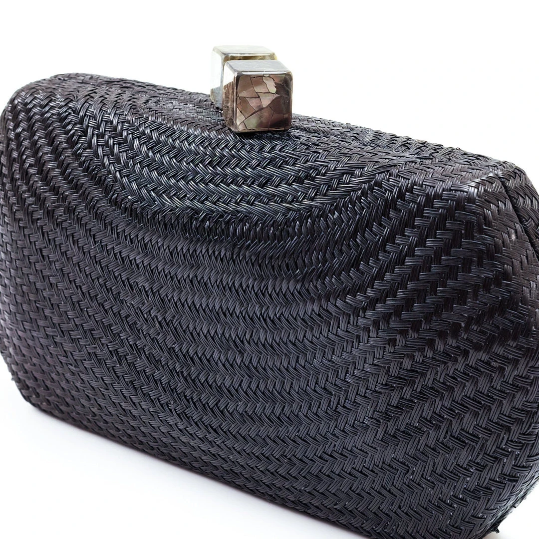 LIKHÂ Black Woven Clutch Special Occasion 5 LIKHÂ Black Woven Clutch Special Occasion