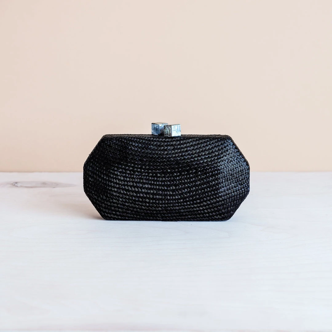 LIKHÂ Black Woven Clutch Special Occasion 4 LIKHÂ Black Woven Clutch Special Occasion