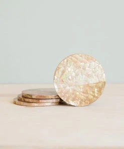 LIKHÂ Cracked Mother Of Pearl Coaster Set