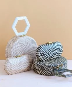LIKHÂ Dusty Rose Houndstooth Clutch Accessories