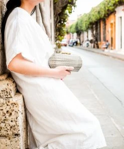 LIKHÂ Accessories Gray Shibori Pattern Clutch