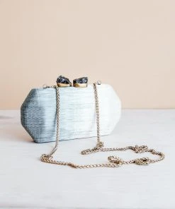 LIKHĂ‚ Light Gray Hexagon Clutch Accessories