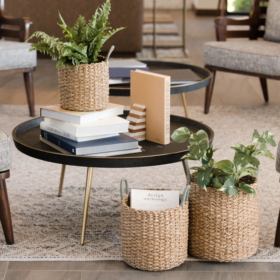 LIKHÂ Home Goods Sky Blue Handle Basket Set 2 LIKHÂ Home Goods Sky Blue Handle Basket Set