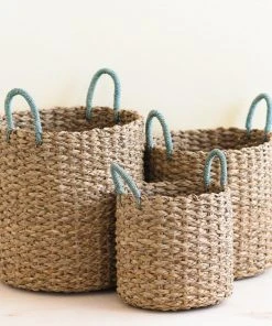LIKHÂ Home Goods Sky Blue Handle Basket Set 7 LIKHÂ Home Goods Sky Blue Handle Basket Set
