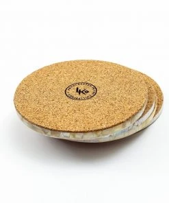 LIKHÂ White Mother Of Pearl Coaster Set Kitchen + Dining