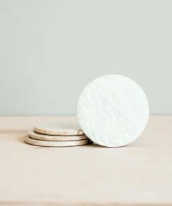 LIKHÂ White Mother Of Pearl Coaster Set Kitchen + Dining