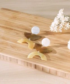 LIKHÂ Long Mother Of Pearl Geometric Earrings Special Occasion