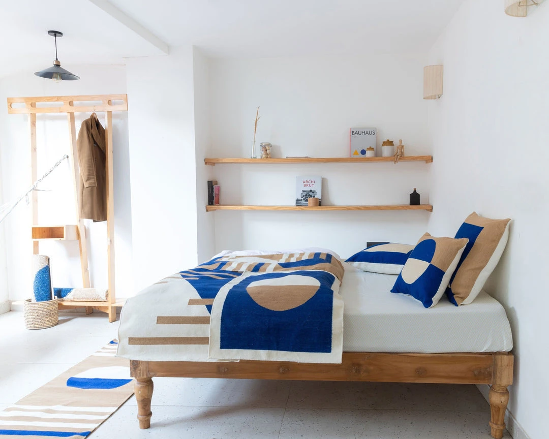 Leah Singh Luna Stripes Wool Rug - Blue 2 Leah Singh Luna Stripes Wool Rug - Blue