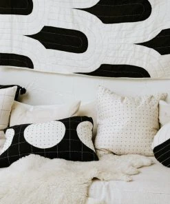 Anchal Lunar Dot Lumbar Pillow - Charcoal