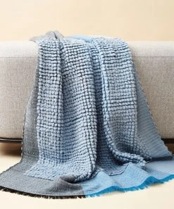 Studio Variously Home Goods Macaroon Merino Wool Throw Blanket - Sky