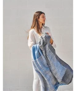 Studio Variously Home Goods Macaroon Merino Wool Throw Blanket - Sky