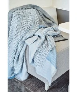Studio Variously Home Goods Macaroon Merino Wool Throw Blanket - Sky