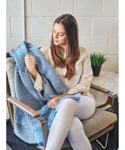 Studio Variously Home Goods Macaroon Merino Wool Throw Blanket - Sky