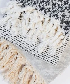Amante Marketplace Magis Diamond Turkish Towel / Throw Blanket - Black