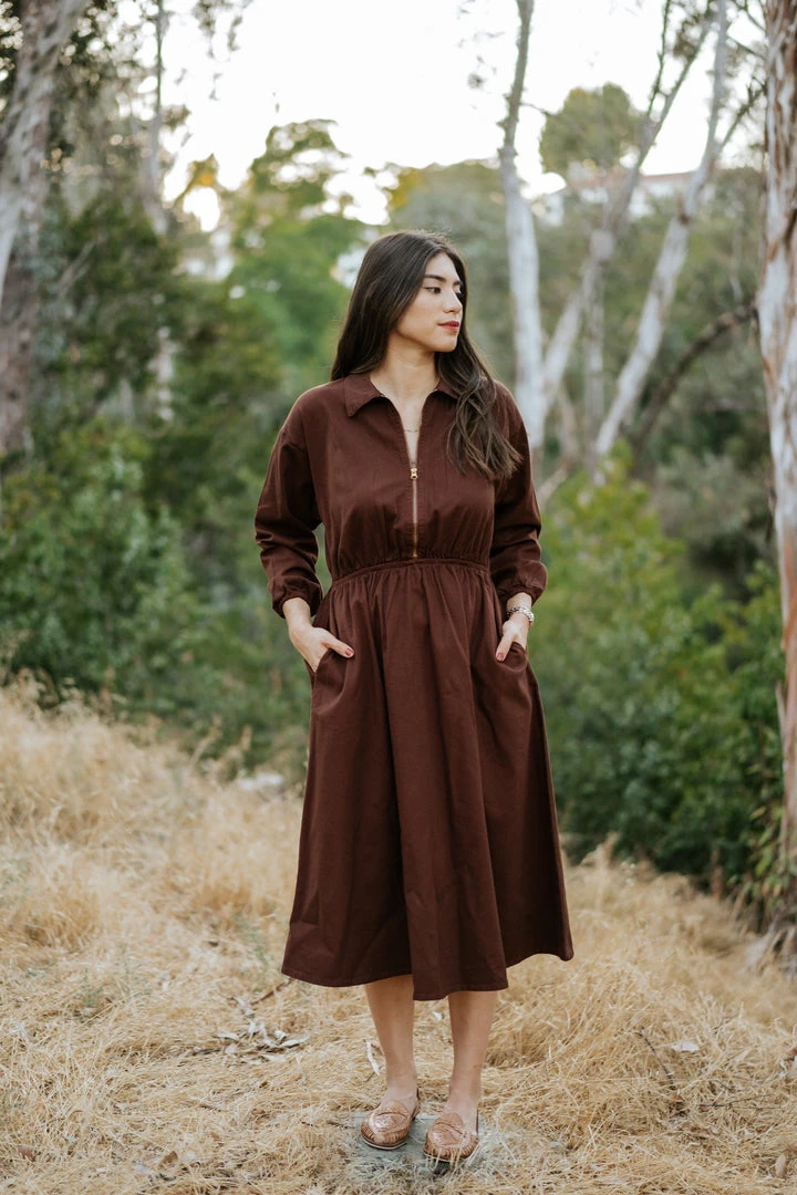 Mien Clothing Maison Midi Dress - Hickory 1 Mien Clothing Maison Midi Dress - Hickory