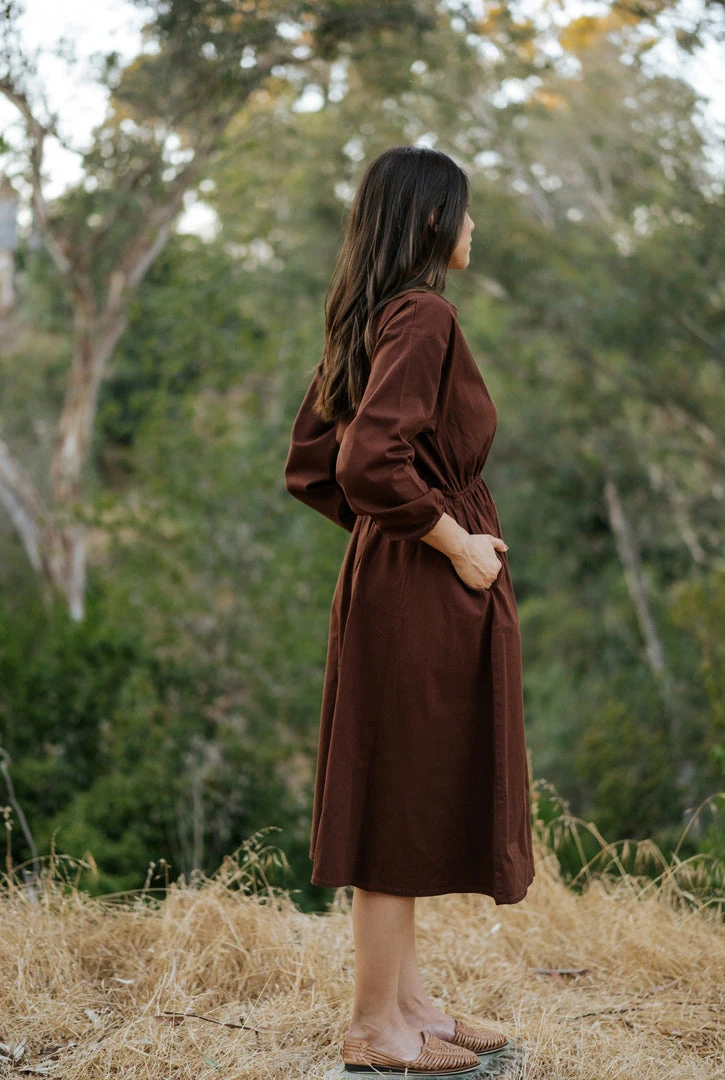 Mien Clothing Maison Midi Dress - Hickory 10 Mien Clothing Maison Midi Dress - Hickory