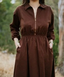 Mien Clothing Maison Midi Dress - Hickory 15 Mien Clothing Maison Midi Dress - Hickory