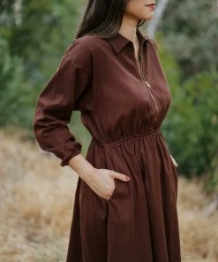 Mien Clothing Maison Midi Dress - Hickory 16 Mien Clothing Maison Midi Dress - Hickory