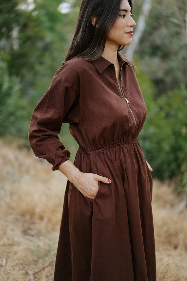 Mien Clothing Maison Midi Dress - Hickory 7 Mien Clothing Maison Midi Dress - Hickory