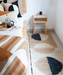 Leah Singh Margeaux Moon Jute Runner Rug - Black Home Goods