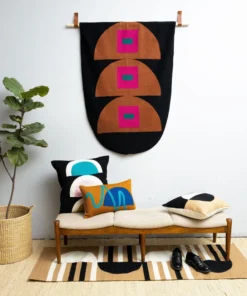 Leah Singh Marianne Circle Wool Throw Pillow Cover - Black Home Goods 3 Leah Singh Marianne Circle Wool Throw Pillow Cover - Black Home Goods