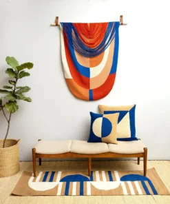 Leah Singh Home Goods Marianne Square Wool Throw Pillow Cover - Blue