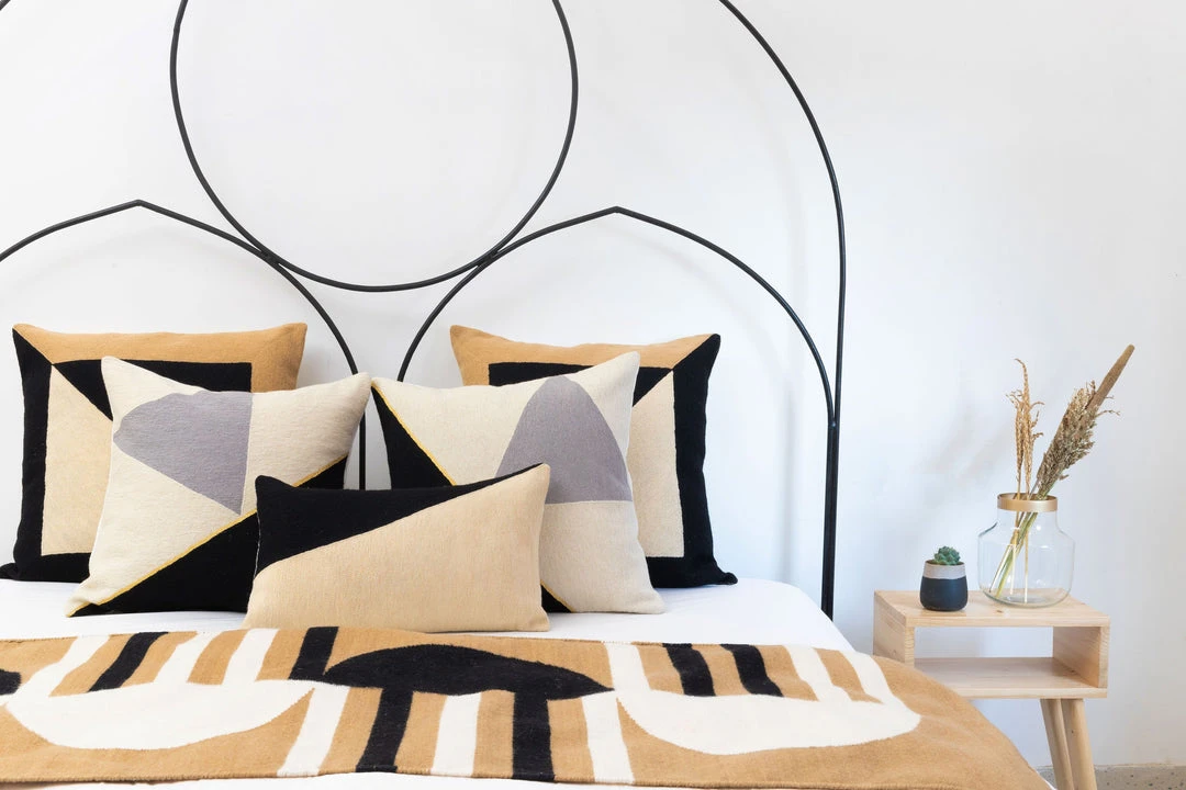 Leah Singh Marianne Triangle Wool Throw Pillow Cover - Black Home Goods Leah Singh Marianne Triangle Wool Throw Pillow Cover - Black Home Goods