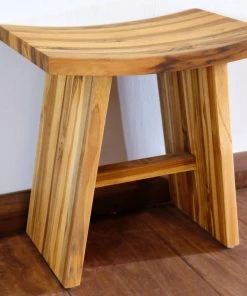 Masaya & Co. Handcrafted Zapatera Teak Shower Stool