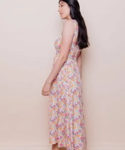 Mata Traders Artsy Traveler Pink Floral Tencel Midi Dress Clothing