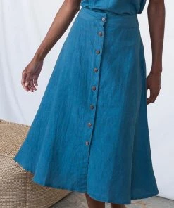 Mata Traders Brighton Linen Skirt - Blue Best Sellers
