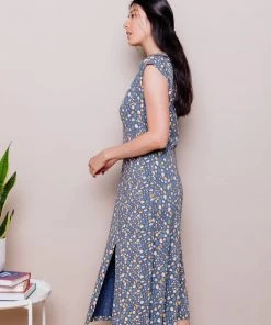 Mata Traders Elise Blue Spots Sheath Dress