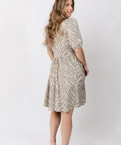 Mata Traders Inez Savanna Stripe Bubble Sleeve Dress