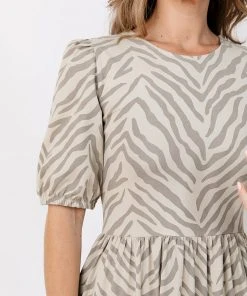 Mata Traders Inez Savanna Stripe Bubble Sleeve Dress